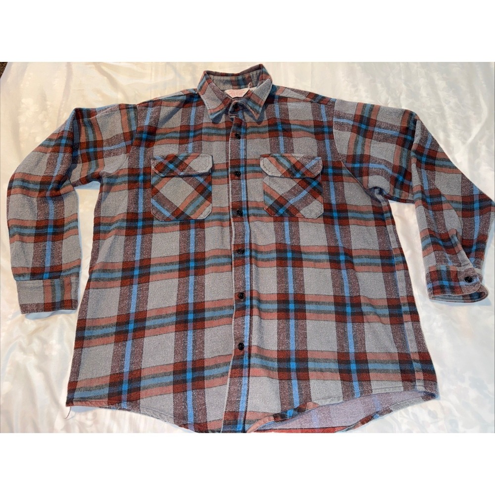Vintage Frostproof Flannel Shirt Men's XL Plaid 100% Cotton Long Sleeve Made USA